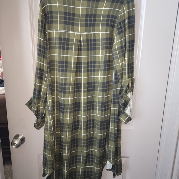 Plaid Green Shirt Dress - Picture 3 of 3